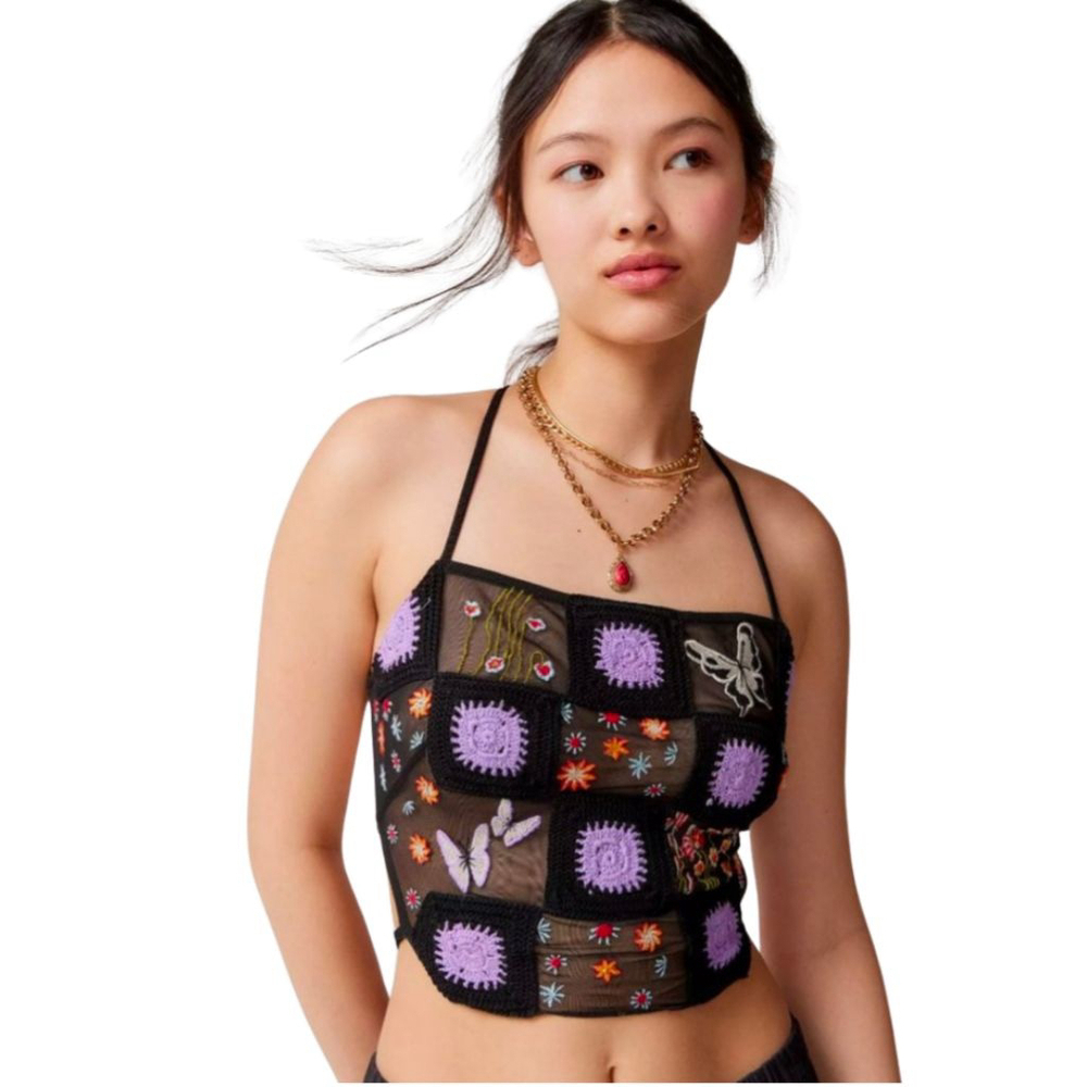 Urban Outfitters Casba Strappy Crochet Halter Top - Small - Picture 3 of 7